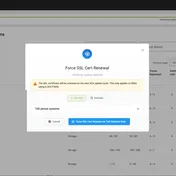 Controvo's Force SSL Cert Renewal dialog with 108 phone systems selected for certificate renewal